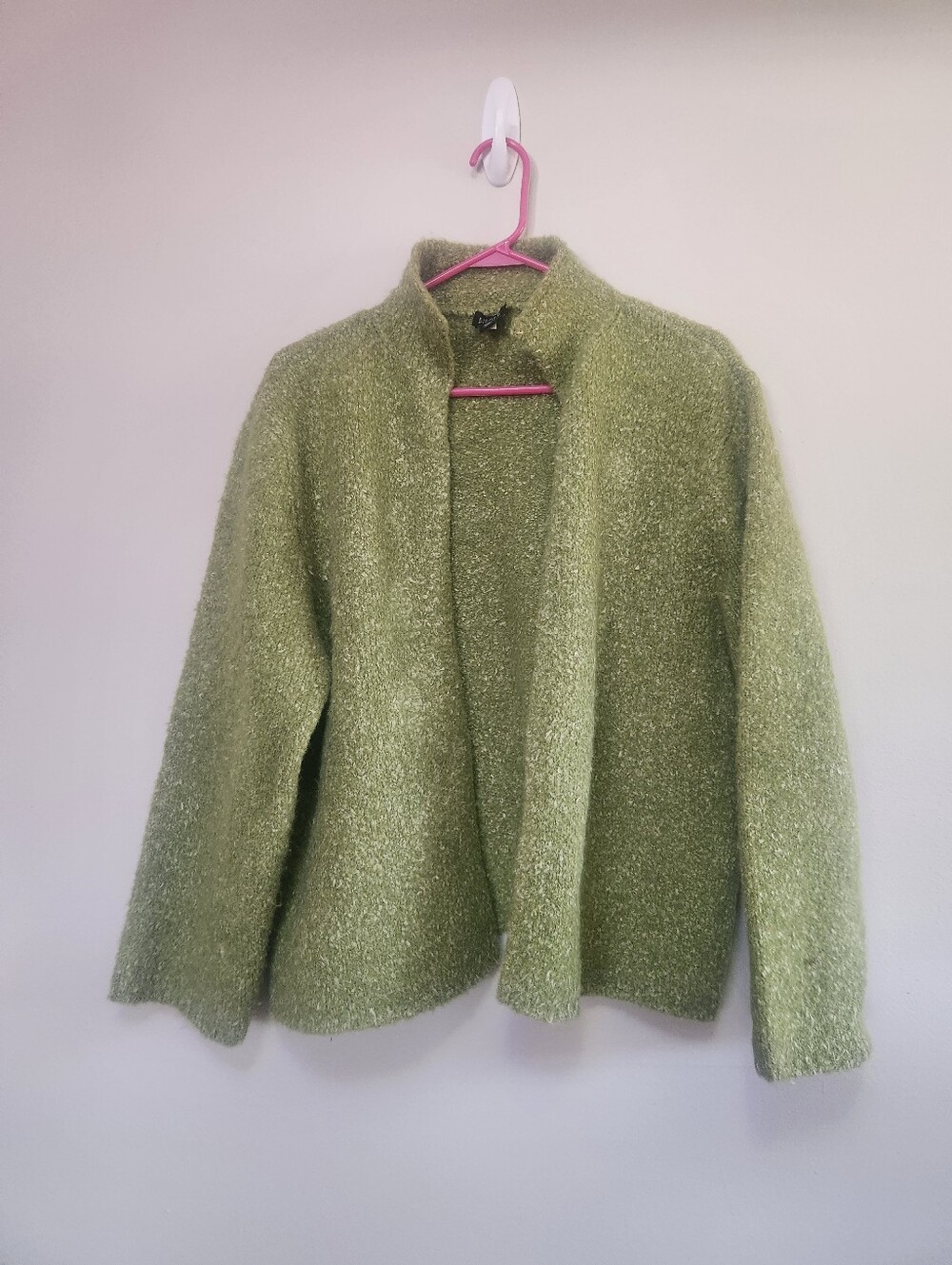 Eileen Fisher Green Alpaca and wool Mid-Length Jacket Long Sleeve, Size Large